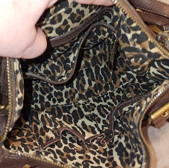 Betsey Johnson Leather Charm Brown Shoulder Bag with Vintage Buckle/Charms - Picture 6 of 9